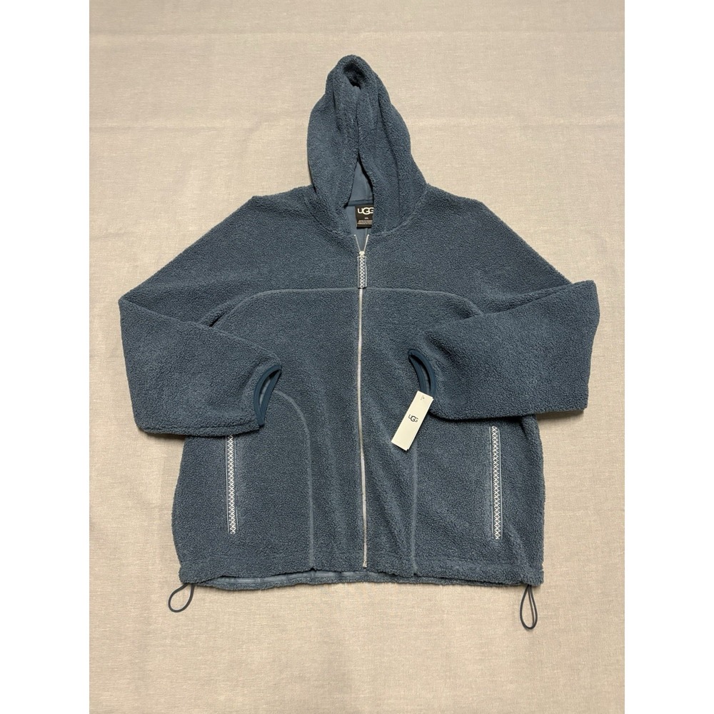 NEW UGG Mens UGGBraid Full Zip Hoodie Sherpa Jacket Blue Mens Size XXL 2XL